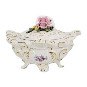 Sandizell Hoffner & Co Dresden Oval Bowl Dish w/ Lid 1960's 9.5" x 6.5" Vintage